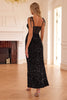 Load image into Gallery viewer, Black Mermaid Corset Spaghetti Straps Sequin Long Prom Dress