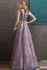 Load image into Gallery viewer, Purple A Line Round Neck Tulle Long Prom Dress