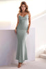 Load image into Gallery viewer, Grey Green Mermaid Spaghetti Straps Backless Long Prom Dress