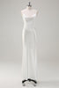 Load image into Gallery viewer, White Satin Cowl Neck Backless Prom Dress