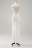 Load image into Gallery viewer, White Satin Cowl Neck Backless Prom Dress