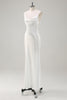 Load image into Gallery viewer, White Satin Cowl Neck Backless Prom Dress