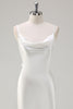 Load image into Gallery viewer, White Satin Cowl Neck Backless Prom Dress