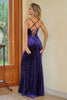 Load image into Gallery viewer, Plum Spaghetti Straps Mermaid Velvet Long Corset Formal Dress