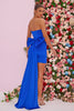 Load image into Gallery viewer, Royal Blue Tight Strapless Ruched Short Formal Dress with Bow