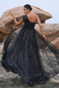 Load image into Gallery viewer, Sparkly Black A-Line One Shoulder Sequined Tulle Long Prom Dress with Slit