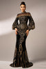 Load image into Gallery viewer, Sparkly Mermaid Long Sleeves High Neck Sequins Long Prom Dress