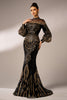 Load image into Gallery viewer, Sparkly Mermaid Long Sleeves High Neck Sequins Long Prom Dress