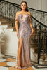 Load image into Gallery viewer, Sparkly Champagne Off the Shoulder Mermaid Sequins Long Prom Dress with Slit