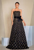 Load image into Gallery viewer, Black A-Line Strapless Long Prom Dress with Sequins