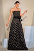 Load image into Gallery viewer, Black A-Line Strapless Long Prom Dress with Sequins