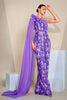 Load image into Gallery viewer, Sparkly Purple One Shoulder Mermaid Sequins Long Prom Dress with Cape