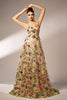 Load image into Gallery viewer, Sparkly Floral Apricot A-Line Long Prom Dress