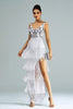 Load image into Gallery viewer, White Sheath Long Prom Dress With Fringes