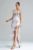 Load image into Gallery viewer, White Sheath Long Prom Dress With Fringes