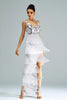 Load image into Gallery viewer, White Sheath Long Prom Dress With Fringes