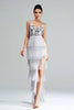 Load image into Gallery viewer, White Sheath Long Prom Dress With Fringes