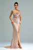 Load image into Gallery viewer, Apricot Mermaid Strapless Sequined Split Prom Dress