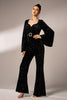 Load image into Gallery viewer, Black Sequin Long Sleeves Jumpsuit with Belt