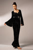 Load image into Gallery viewer, Black Sequin Long Sleeves Jumpsuit with Belt