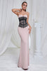 Load image into Gallery viewer, Mermaid Pink Strapless Lace Long Prom Dress