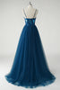 Load image into Gallery viewer, Sparkly Dark Blue Mirror A-Line Long Prom Dress