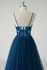 Load image into Gallery viewer, Sparkly Dark Blue Mirror A-Line Long Prom Dress