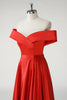 Load image into Gallery viewer, Red A Line Off the Shoulder Ruched Long Prom Dress