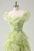 Load image into Gallery viewer, Dusty Sage Floral Ruffled A-Line Square Neck Long Prom Dress