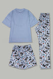 Grey Printed Short Sleeve Matching Family Pajamas
