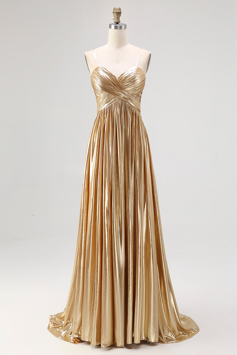 ZAPAKA Woman Chic Gold A Line Deep-V Satin Pleated Long Prom Dress Formal Dress ZAPAKA UK ZAPAKA Woman Chic Gold A Line Deep-V Satin Pleated Long Prom Dress Formal Dress ZAPAKA UK