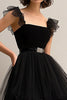 Load image into Gallery viewer, Black Tulle Spaghetti Straps A Line Formal Dress