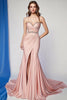 Load image into Gallery viewer, Blush Pleated Mermaid Strapless Beads Formal Dress with Slit