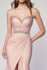 Load image into Gallery viewer, Blush Pleated Mermaid Strapless Beads Formal Dress with Slit