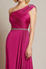 Load image into Gallery viewer, Fuchsia One Shoulder Sheath Satin Ruched Long Prom Dress