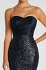 Load image into Gallery viewer, Sparkly Black Sequins Mermaid Strapless Long Military Ball Dress