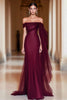 Load image into Gallery viewer, Cabernet Off the Shoulder Mermaid Tulle Long Military Ball Dress