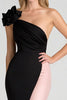 Load image into Gallery viewer, Black&amp;Blush One Shoulder Ruched Sheath Satin Gala Dress