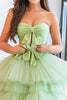 Load image into Gallery viewer, Ball Gown Tulle Dusty Sage Tiered Sweetheat Sleeveless Long Prom Dress