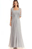 Load image into Gallery viewer, Lace Appliques Silver Square Neck 2-piece Half Sleeves Mother of the Bride Dress