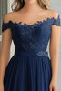 Load image into Gallery viewer, Elegant A-Line Navy Off the Shoulder Chiffon Long Mother Of the Bride Dress with Lace Appliques