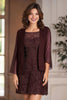 Load image into Gallery viewer, Cabernet Square Neck Column Chiffon Long Mother Of the Bride Dress with Lace Appliques