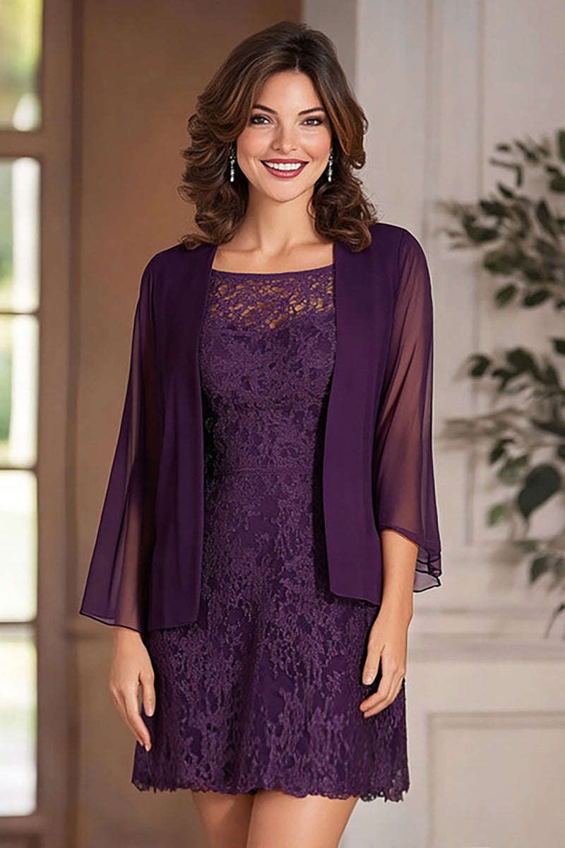 Load image into Gallery viewer, Cabernet Square Neck Column Chiffon Long Mother Of the Bride Dress with Lace Appliques