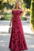 Load image into Gallery viewer, Burgundy Lace A Line Off the Shoulder Mother of the Bride Dress