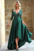 Load image into Gallery viewer, Satin Lace Dark Green  A Line V Neck 3/4 Sleeves Mother of the Bride Dress