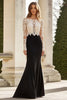 Load image into Gallery viewer, Black White Mermaid Lace Long Sleeves Long Mother of the Bride Dress