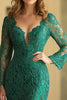 Load image into Gallery viewer, Dark Green Mermaid Long Sleeves Lace Long Mother of the Bride Dress with Slit