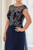 Load image into Gallery viewer, Navy Sheath Boat Neck Lace Appliqued Long Mother Of The Bride Dress