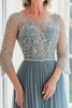 Load image into Gallery viewer, Elegant Dusty Blue Scoop A-Line Tulle Long Mother of the Bride with Beading