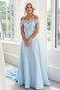 Load image into Gallery viewer, Sky Blue A Line Off The Shoulder Lace Appliques Mother of the Bride Dress